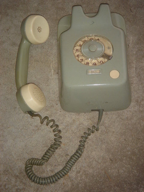 MID- CENTURY _Kitchen Telephone Vintage ~ Green and White TELEPHONE Wall Mounting Style ~ made in Germany