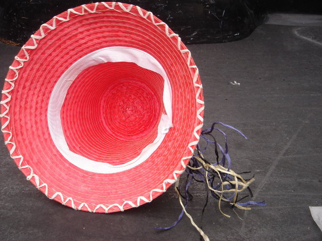 Vintage Red or CRIMSON Woven Hat ~ with Original Japan Label ~ 1960's 1970's era ~ Unique Design
