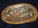 Reasonable Price for this QUALITY Collectible North American First Nations Basketry / Abolone Shell ~ Size 4.5 Inch Widest ~ Hand Woven by Nootka Master Basket weaver Lucy Paviao Kluky