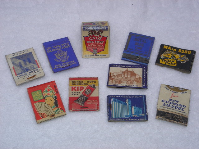 Collection of 10 Vintage Matchbook Covers Only _ Circa 1940's