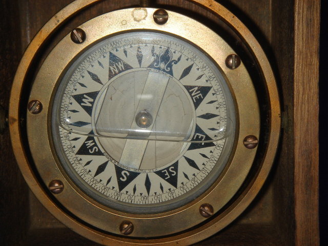 Nautical __Circa 1910-1944 ~ Solid BRONZE Gimbal Ships Compass ~ Eugene M. Sherman Seattle, U.S.A. in Mahogany Box with Lid