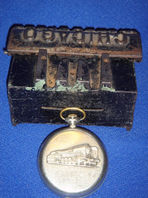 Collectible RR ~ Railroad LOT ~ Beautiful RAILROAD POCKET WATCH ~ 18 Jewels TESTED + Running ~ PLUS Cast Iron Watch Clock KEY BOX ~ MAKES Good Birthday / Retirement GIFT