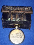 Collectible RR ~ Railroad LOT ~ Beautiful RAILROAD POCKET WATCH ~ 18 Jewels TESTED + Running ~ PLUS Cast Iron Watch Clock KEY BOX ~ MAKES Good Birthday / Retirement GIFT