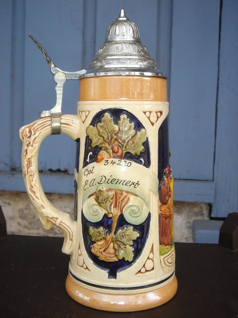 Collectible Military Beer Stein ~ With Officers Name~ PEWTER Lid ~ In Nice Condition~ Western Germany