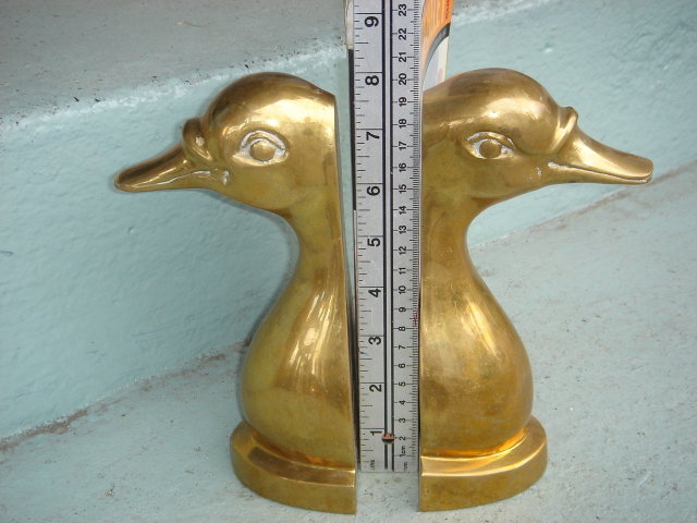Vintage SOLID BRASS ~ Duck or Goose ~ BOOKENDS ~ Heavy 4.75 lbs