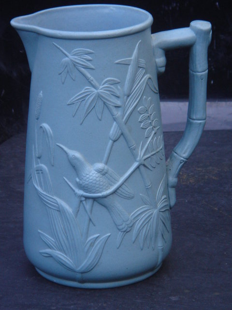 Orientalia _POTTERY __ Circa 1860 - 1880 Beautiful BLUE Water Pitcher / JUG