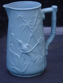 Orientalia _POTTERY __ Circa 1860 - 1880 Beautiful BLUE Water Pitcher / JUG