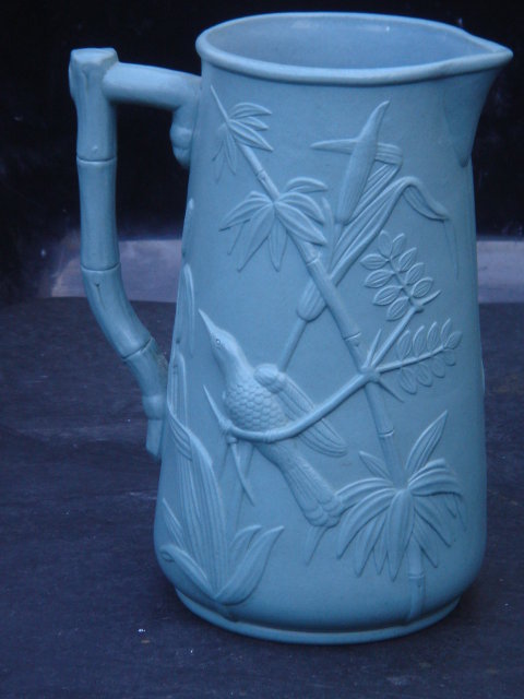 Orientalia _POTTERY __ Circa 1860 - 1880 Beautiful BLUE Water Pitcher / JUG