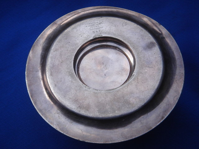 Circa 1938 _unmarked Railroad Logo CNR___Nickel SILVER Ashtray / Match Strike / Match Holder __HEAVY _Stamped with Makers Mark INTERNATIONAL SILVER CO.