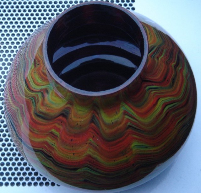 ART GLASS __End of the Day GLASS __Vase 5 Inches Tall __ARTS-N-CRAFTS era