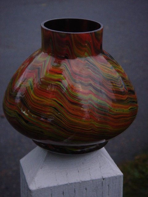 ART GLASS __End of the Day GLASS __Vase 5 Inches Tall __ARTS-N-CRAFTS era