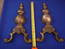 SOLID BRONZE ___Antique FIREPLACE ANDIRONS With LIONS HEAD Design _ SOLID BRONZE_ Beautiful
