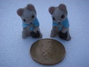 Vintage Collectible Miniature Mouse _Blue shawl, carrying Black Bag. THE PAIR of Mice. Beswick thought to be