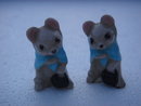 Vintage Collectible Miniature Mouse _Blue shawl, carrying Black Bag. THE PAIR of Mice. Beswick thought to be