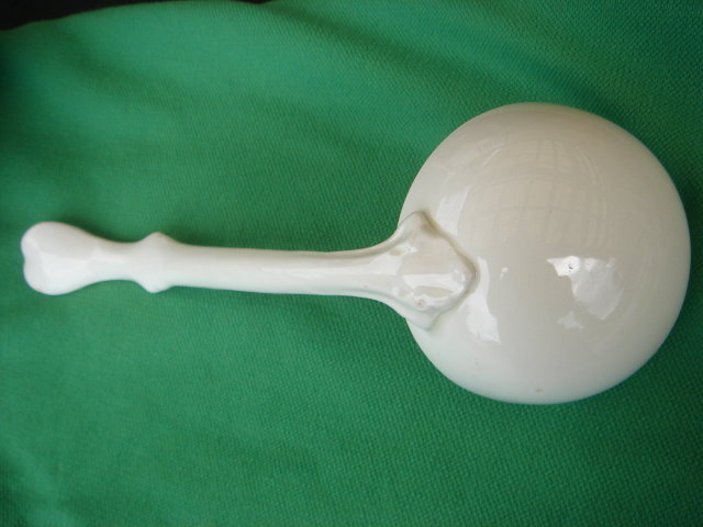 LARGE White & GOLD Porcelain Ladle features Gold Gild Trim with Shamrock in Centre of 4.25