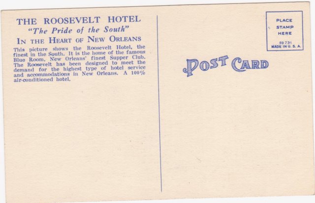 Vintage Postcard _The ROOSEVELT Hotel