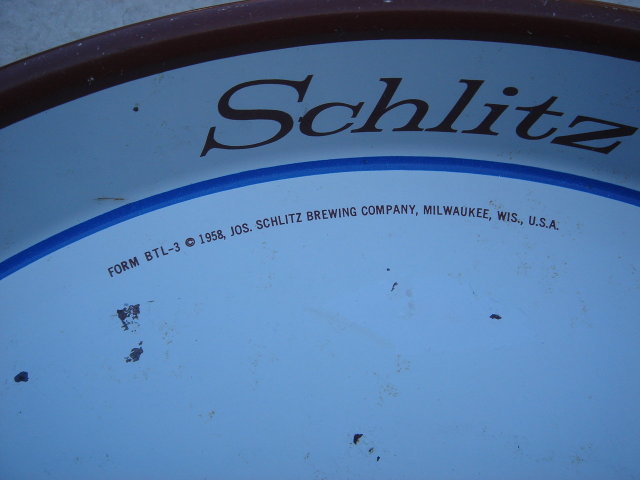 1950's BEER TRAY with Brand Name SCHLITZ _move up to quality_move up to Schlitz ...The Beer That Made Milwaukee Famous
