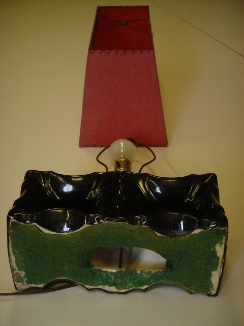Collectible MID CENTURY LAMP 50's Era BLACK ABSTRACT BLOCK TABLE LAMP electric KOOL