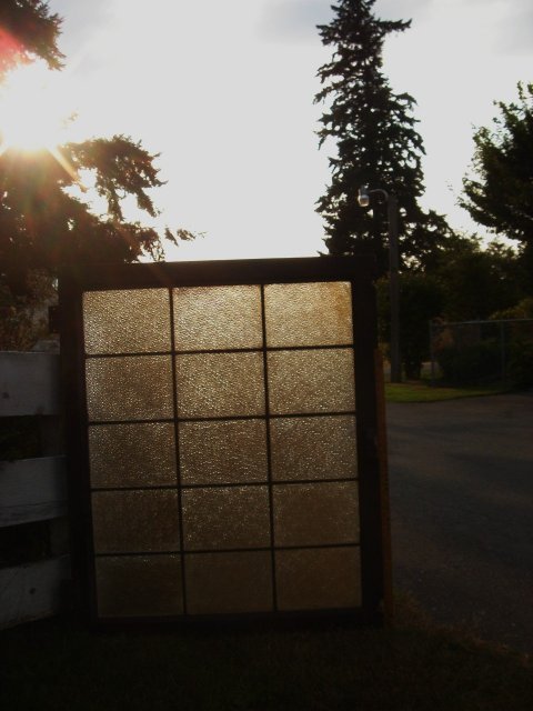 Antique B.C. Historical Artifact from old foundry NANAIMO,B.C. Very LARGE WINDOW with Washboard pattern LEADED Glass WINDOW Old Country Canada unusual 15 Panes and weighs 30 lbs uncrated