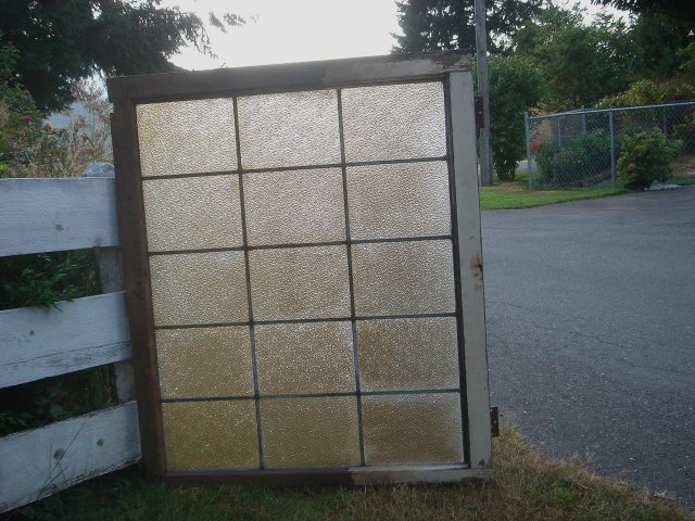 Antique B.C. Historical Artifact from old foundry NANAIMO,B.C. Very LARGE WINDOW with Washboard pattern LEADED Glass WINDOW Old Country Canada unusual 15 Panes and weighs 30 lbs uncrated
