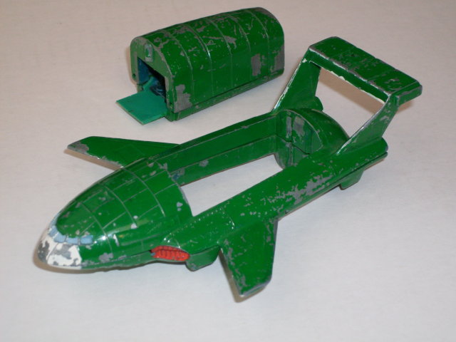 Toys _DINKY TOY__ Thunderbird 2 __Meccano Ltd. England __Original Green... the nice color__Slides across floor on Steel Rollers __Shipping in Canada $12.63