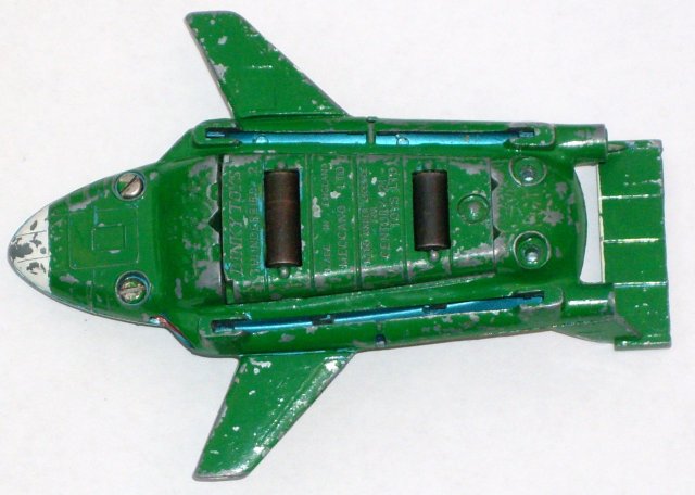 Toys _DINKY TOY__ Thunderbird 2 __Meccano Ltd. England __Original Green... the nice color__Slides across floor on Steel Rollers __Shipping in Canada $12.63