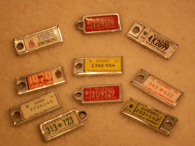 Automobiles / Cars __LOT of 10 Vintage WAR AMPS Miniature License Plate KEY Tags _ONE LOT of TEN_ 1960' s-80's PLUS ONE TAG Hawaii JOHN Aloha State with brass chain
