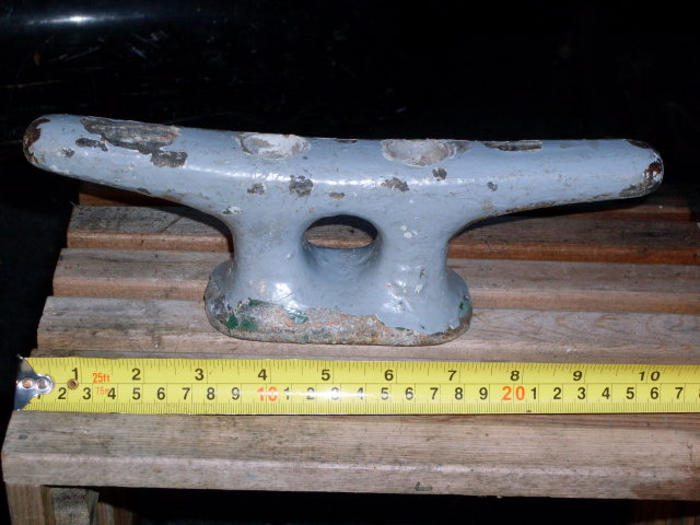 Antique , Vintage _Two Boat or Wharf / Docking Cleats LARGE one 10.5 Inches Widest HEAVY DUTY 6 Lbs __Smaller Boat or Dock Cleat 6