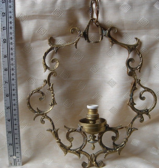Antique _ ORNATE Electric Light Fixture_ Solid Brass _ Porcelain Socket