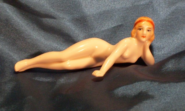 YOU FOUND IT !!! Our Service to Have IN STOCK _C. 1920 Art Deco _ 3_German Porcelain Figurines NUDE Lady_Bathing Beauties or Naughty Nudies
