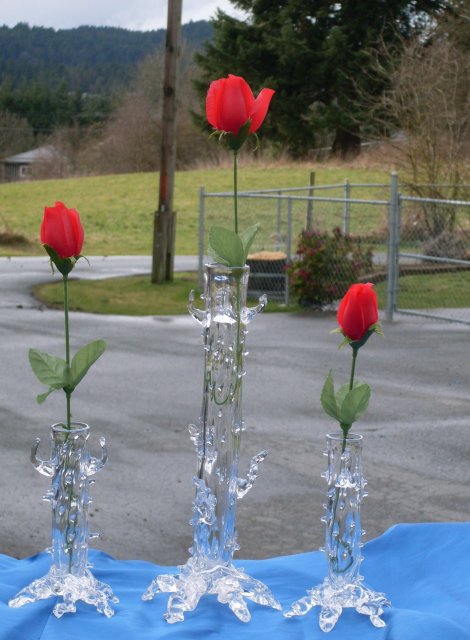 _Antique Decorative _Original FRENCH Crystal ART GLASS VASES from France __3 pieces.__Hand-Blown Crystal Glass Bud Vases__pontil mark under each vase