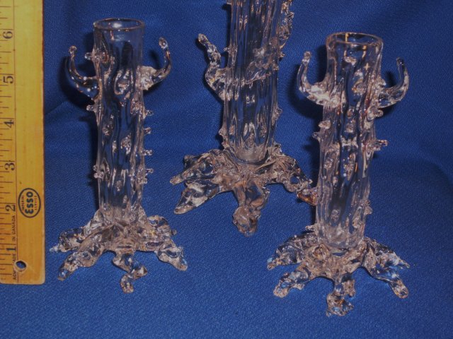 _Antique Decorative _Original FRENCH Crystal ART GLASS VASES from France __3 pieces.__Hand-Blown Crystal Glass Bud Vases__pontil mark under each vase