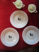 Jade Glass teaset with Scottie Dog