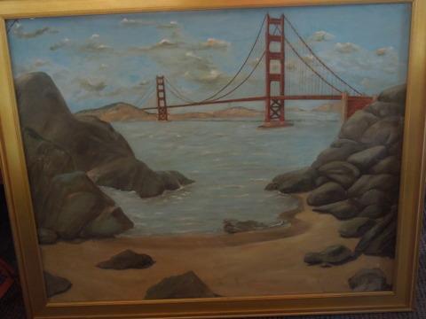 Golden Gate Bridge, painted by Niles, 1950