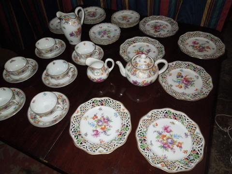 28 pieces of hand-painted Dresdan-1900