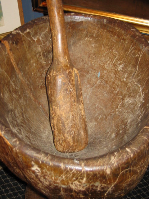 19thc, island mortar and pestle, lignum Vitae Wood