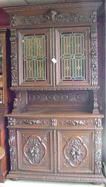 Carved Oak English Bookcase