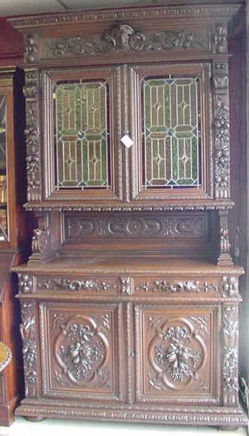 Carved Oak English Bookcase