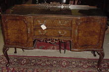 English Burl Walnut Queen Anne Style Sideboard, Please visit our website, www.castlehouseantiques.com
