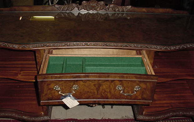 English Burl Walnut Queen Anne Style Sideboard, Please visit our website, www.castlehouseantiques.com