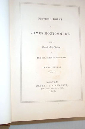 Montgomery - Poetical Works of James Montgomery, 2 vol. set