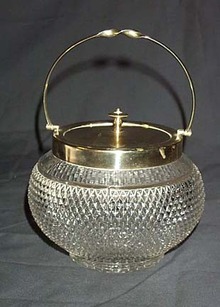 Pressed Glass Biscuit Jar