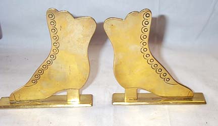 Pair Of Vintage Brass Shoe Book Ends