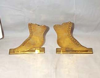 Pair Of Vintage Brass Shoe Book Ends