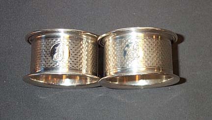 Pair Of English Monogrammed Napkin Rings