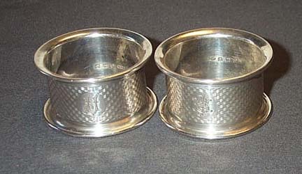 Pair Of English Monogrammed Napkin Rings