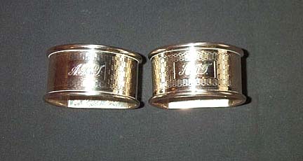 Husband And Wife Sterling Silver Napkin Rings, Please visit our website, www.castlehouseantiques.com