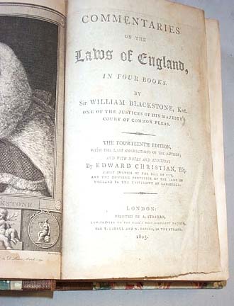 Blackstone's Commentaries or Laws Of England