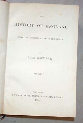 History Of England By Lord Macaulay 1864