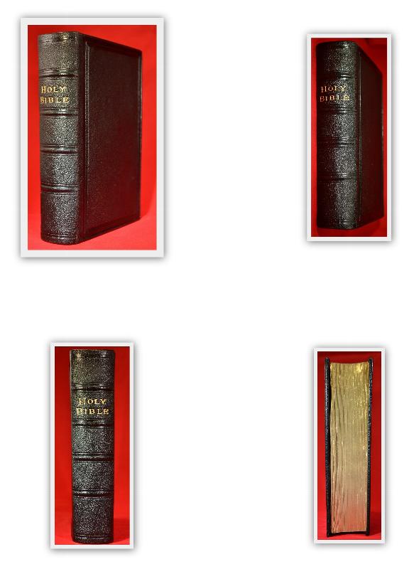 KJV HOLY BIBLE, c.1895, BLACK LEATHER, GILDED